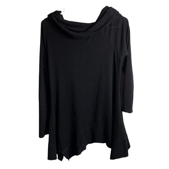 Soft Surroundings Sweater Womens M Petite Oversized Pullover Cowl Neck Black - Picture 2 of 4